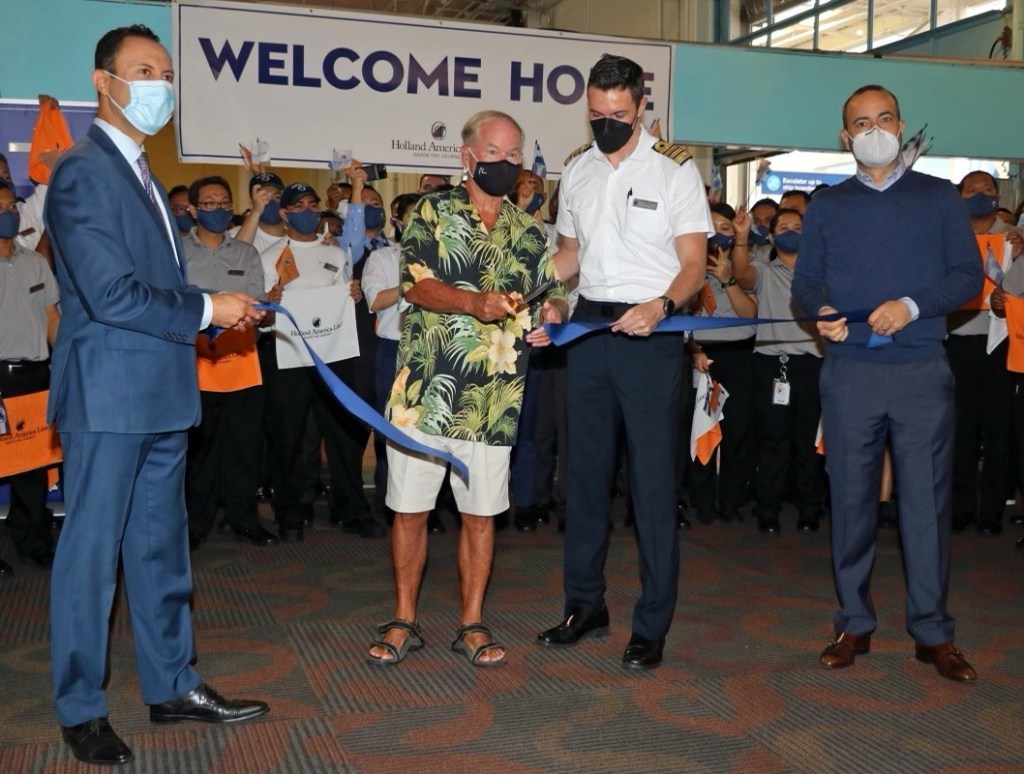 holland america line koningsdam ribbon cutting return to service