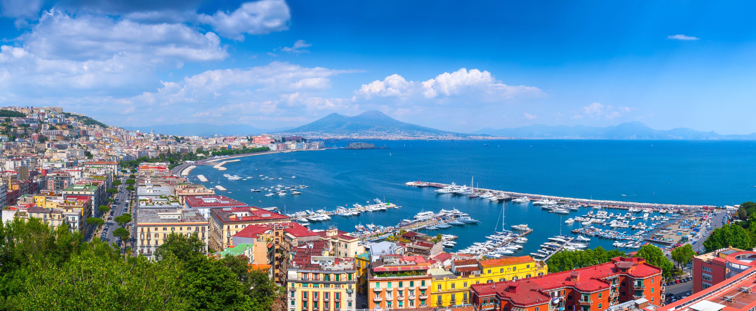 Panorama of Naples, view of the port in the Gulf of Naples